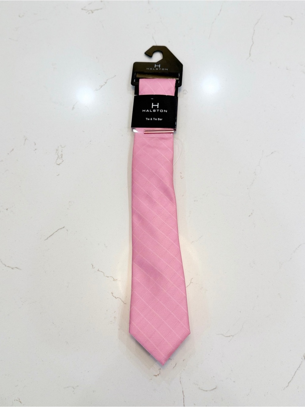 Halston Heritage Light Pink Men's Tie with Subtle Check Texture